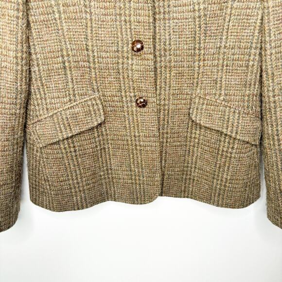 Ralph Lauren Italian Lambswool Alpaca Plaid Tweed Blazer Womens 12 - Picture 5 of 13